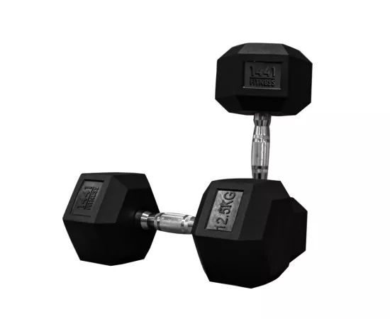 1441 Fitness Rubber Hex Dumbbells - 12.5 Kg