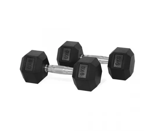 1441 Fitness Hex Rubber Dumbbell - 9 Kg