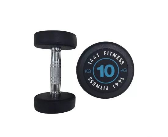 1441 Fitness Premium Rubber Round Dumbbells - Blue (Sold as Pair) 10 Kg