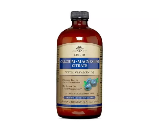 Solgar Liquid Calcium Magnesium Vitamin D3 Blueberry 16 oz (473 ml)