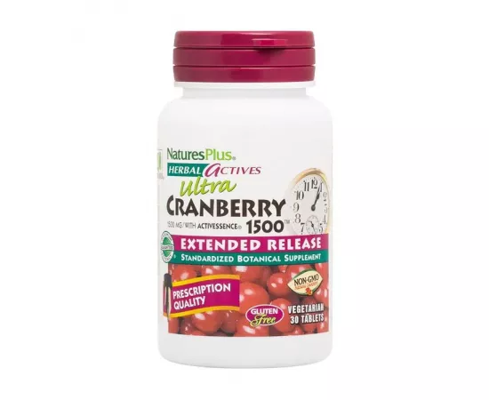 Natures Plus Herbal Actives Ultra Cranberry 1500 Extended Release Tablets 30's
