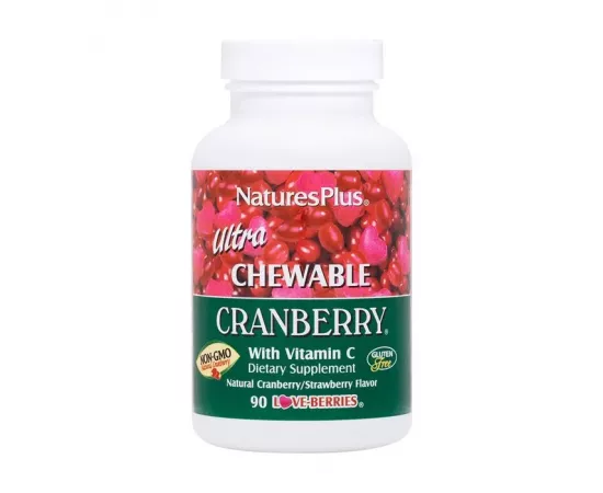 Natures Plus Ultra Cranberry Chewable Love Berries Vitamin C Tablets 90's