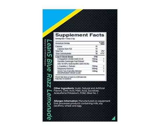 Rule1 Lean 5 60 Servings Blue Razz Lemonade 336g