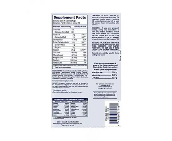 Pure Protein 100% Whey Powder 1.75 lb Rich Chocolate