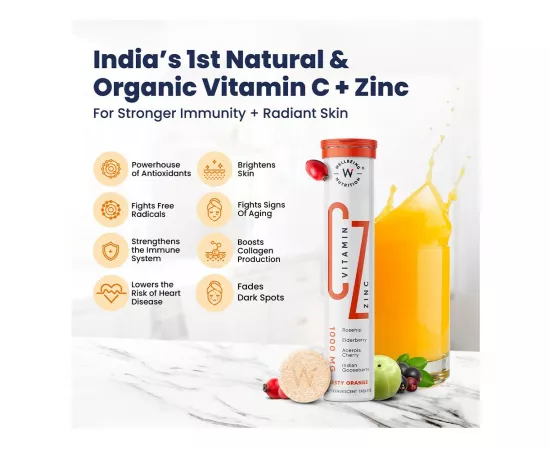 Wellbeing Nutrition Organic Vitamin C + Zinc Tablets 16's