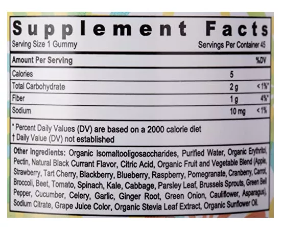 Sunshine Nutrition Cool Gummies Fruit Vegetable & Fiber 45's