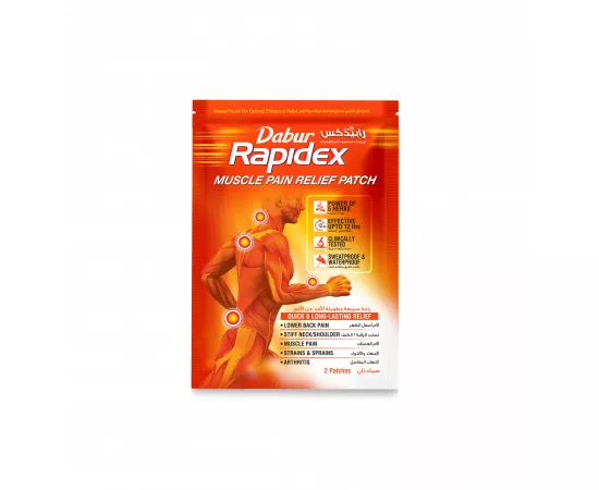 Dabur Rapidex Muscle Pain Relief Patch | Muscle and Joint Pain| Fast Acting | Long Lasting Relief | Natural Remedy | Herbal |  2 Patches