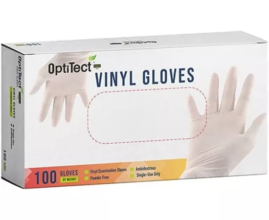 OptiTect Disposable Vinyl Powder Free Gloves 100 Pcs Large