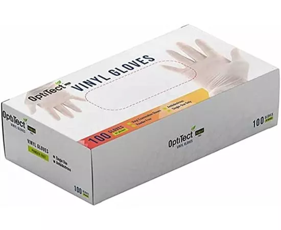 OptiTect Disposable Vinyl Powder Free Gloves 100 Pcs Large