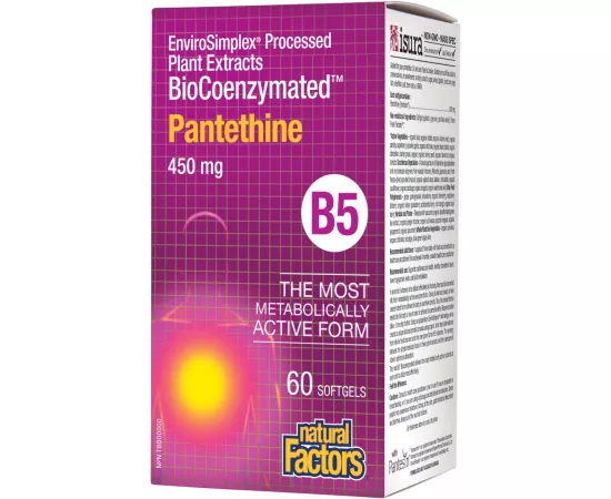 Natural Factors B5 Biocoenzymated Pantethine 450mg 60 Softgels