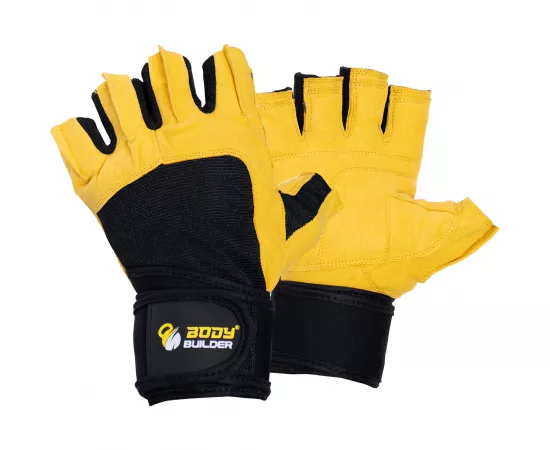 Body Builder Wrist Support Gloves Black-Yellow Color 'L' Size