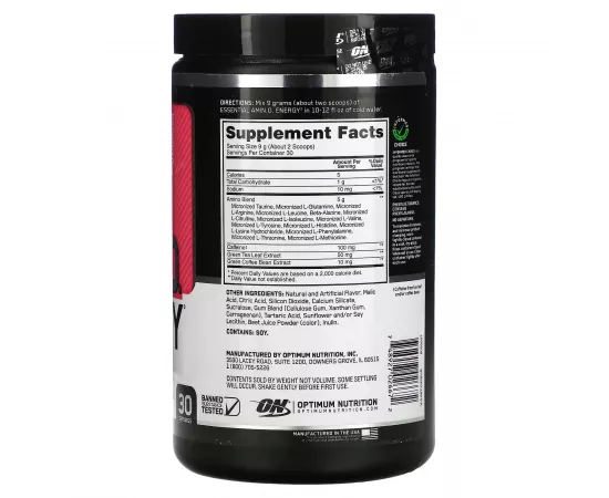 Optimum Nutrition Amino Energy Watermelon 30 Servings 9.5 oz 270g