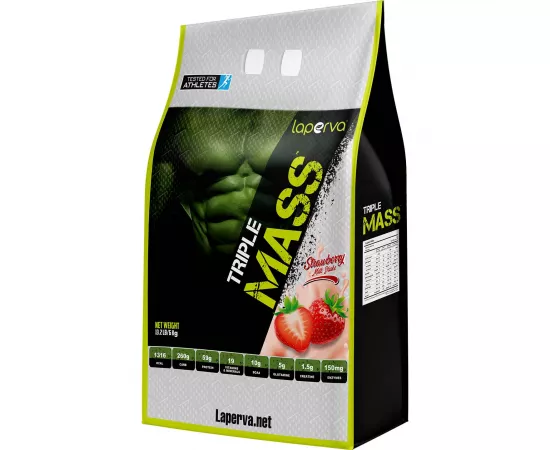 Laperva Triple Mass Gainer Strawberry Milkshake, 13.2 Lb