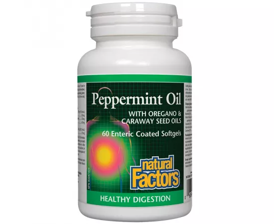 Natural Factors Peppermint Oil With Oregano and Caraway Seed 60 Softgels