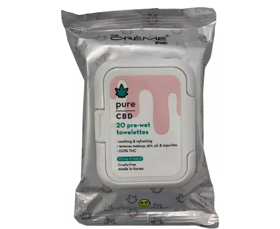 The Crème Shop Pure CBD 20 Pre Wet Towelettes