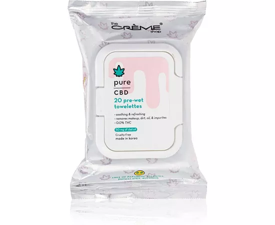 The Crème Shop Pure CBD 20 Pre Wet Towelettes