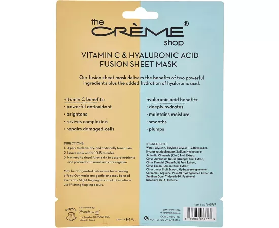 The Crème Shop Vitamin C & Hyaluronic Acid Fusion Sheet Mask