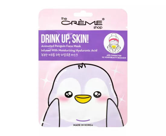 The Crème Shop Drink Up Skin Animated Penguin Face Mask - Infused with Moisturizing Hyaluronic Acid