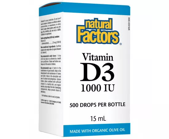 Natural Factors Vitamin D3 Drops 1000 IU 15 ML