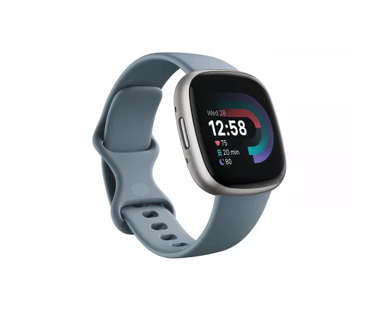 Fitbit Versa 4 Fitness Watch Waterfall Blue Plantinum