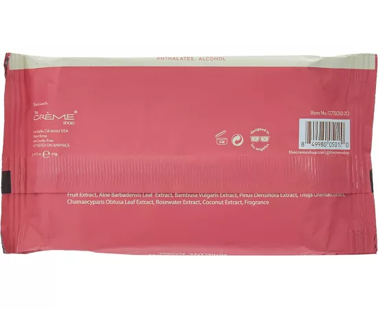 The Crème Shop Complete Cleansing Towelettes Coconut & Rosewater 20 Count