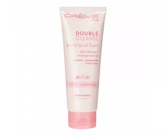 The Crème Shop Double Cleanse 2-In-1 Facial Foam Face Cleanser X Makeup Remover Rose Water Pomegranate Lotus Flower 150ml