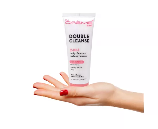 The Crème Shop Double Cleanse 2-In-1 Facial Foam Face Cleanser X Makeup Remover Rose Water Pomegranate Lotus Flower 150ml