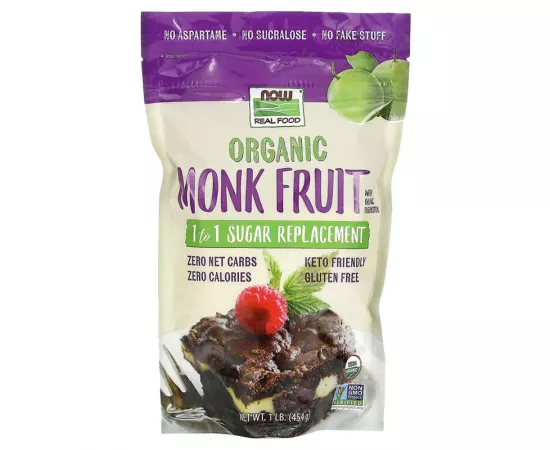 Now Foods Organic Monk Fruit with Organic Erythritol 1 to 1 sugar replacement 1Lb