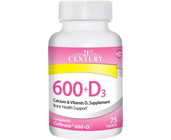 21st Century 600+D3, Calcium & Vitamin D3 Supplement, 75 Tablets