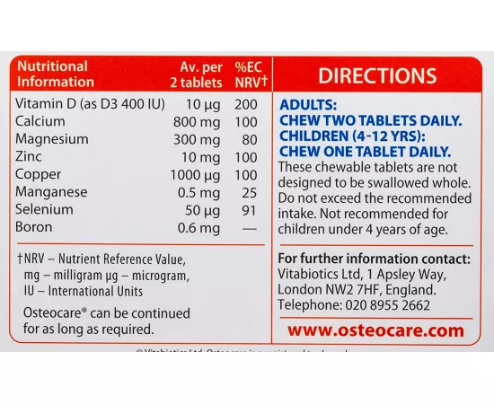 Vitabiotics  Osteocare Chewable 30 Tablets