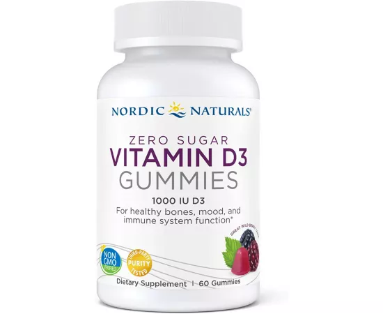 Nordic Naturals, Zero Sugar Vitamin D3 1000iu Gummies, Wild Berry Flavour