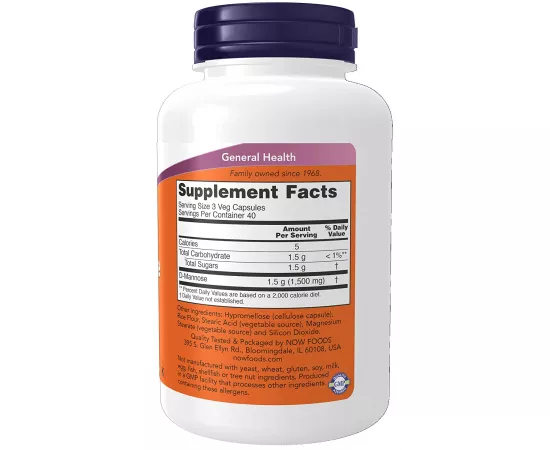 Now Foods D-Mannose 500 mg 120 Veg Capsules