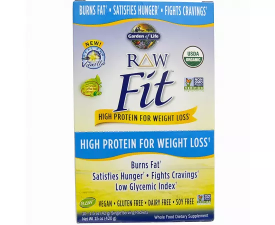 Garden of Life Raw Organic Fit, High Protein for Weight Loss Vanilla Flavor 10 Packets (420g)