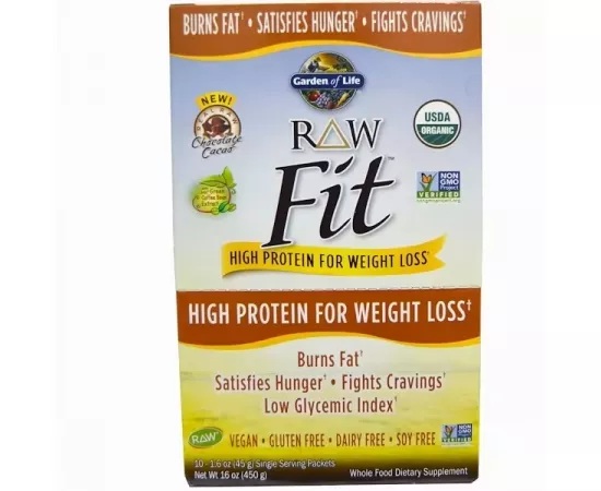 Garden of Life Raw Organic Fit High Protein for Weight Loss Chocolate Cocoa Flavor 10 Packets (420g)