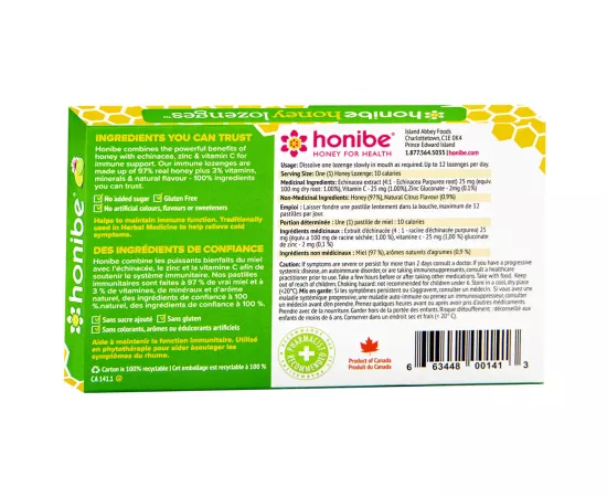 Honibe Honey Lozenges Immune Boost 10 Lozenges Pastilles