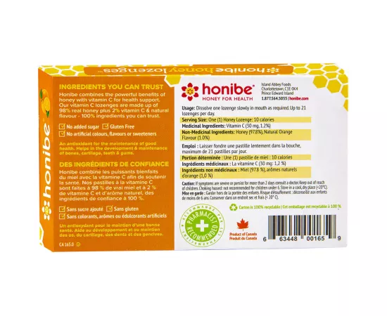 Honibe Honey Lozenges Vitamin C 10 Lozenges Pastilles