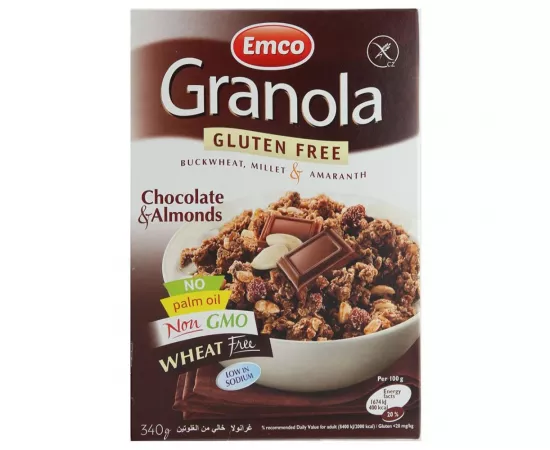 Emco Gluten Free Granola With Chocolate And Almonds 340g