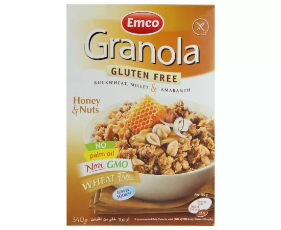 Emco Gluten Free Granola With Honey And Nuts 340g