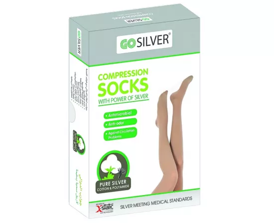 Go Silver Knee High, Compression Socks (18-21 mmHG) Open Toe Short/Norm Size 6