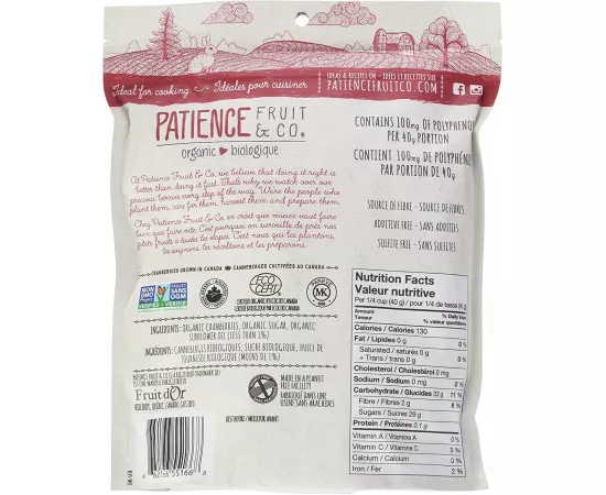 Patience Organic Dried Cranberry, Gently Sweetened 283 grams