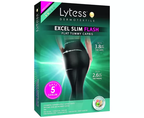 Lytess Excel Slim Flash Flat Tummy Capris Black L/XL