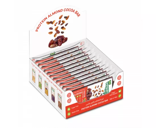 Vegan Way Protein Bars with Dates, Almond and Cocoa | 15g Protein, 2g Sugar, 14g Fiber | Keto-Friendly | Vegan | Plant-Based Protein | Gluten-Free Snack Bar | 12 x 40g