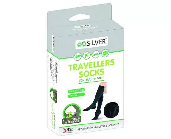 Go Silver Compression Socks for Traveling Black Size 43/46