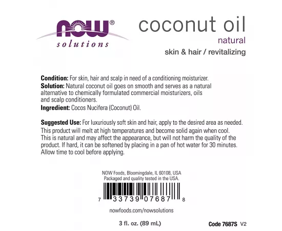 Now Solution Coconut Oil 3oz