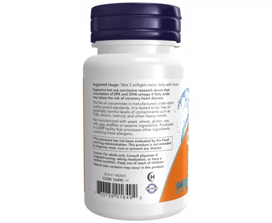 Now Foods Omega-3, Molecularly Distilled 100 Softgels