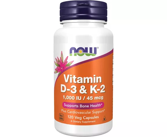 Now Foods Vitamin D3 & K2 1000 IU/45 mcg 120 Veg Capsules