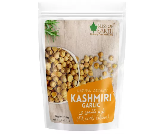 Bliss of Earth Naturally Organic Kashmiri Garlic From Indian Himalayas Single Clove Kashmiri Lahsun, Snow Mountain Garlicg Make Garlic Paste Garlic Mayonnaise Good for Health 1kg