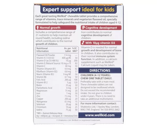 Vitabiotics  Wellkid Smart Chewable 30 Tablets