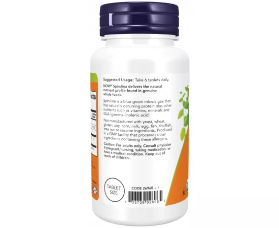 Now Foods Organic Spirulina 500 mg 200 Tablets