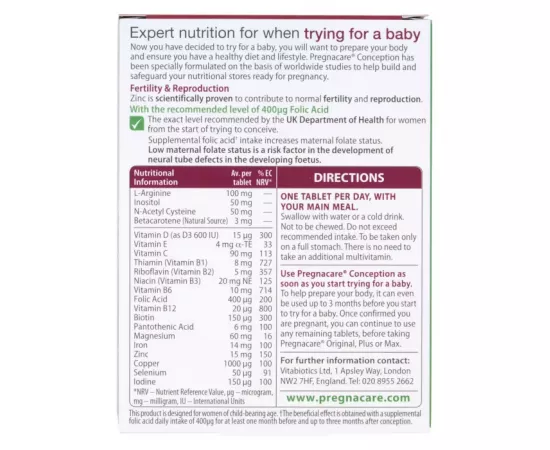 Vitabiotics Pregnacare Conception 30 Tablets